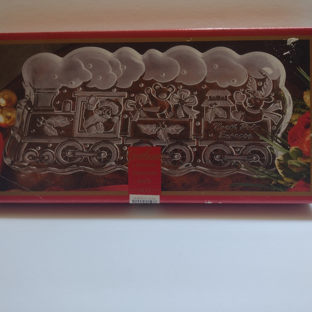 North Pole Express train glass server by Gorham - NIB - Holiday Traditions